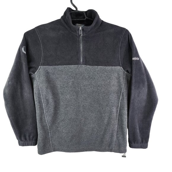 Mens Gray & Black Columbia Fleece Sweatshirt 1/4 Zip Long Sleeve Mock Neck M - Picture 1 of 12